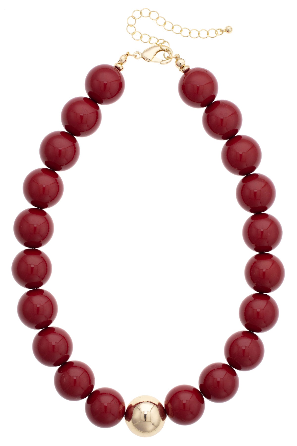Marjorie Beaded Gumball Game Day Necklace in Crimson