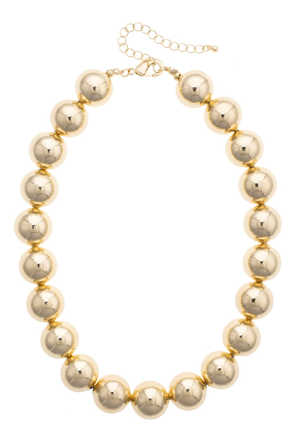 Marjorie Beaded Gumball Necklace in Shiny Gold