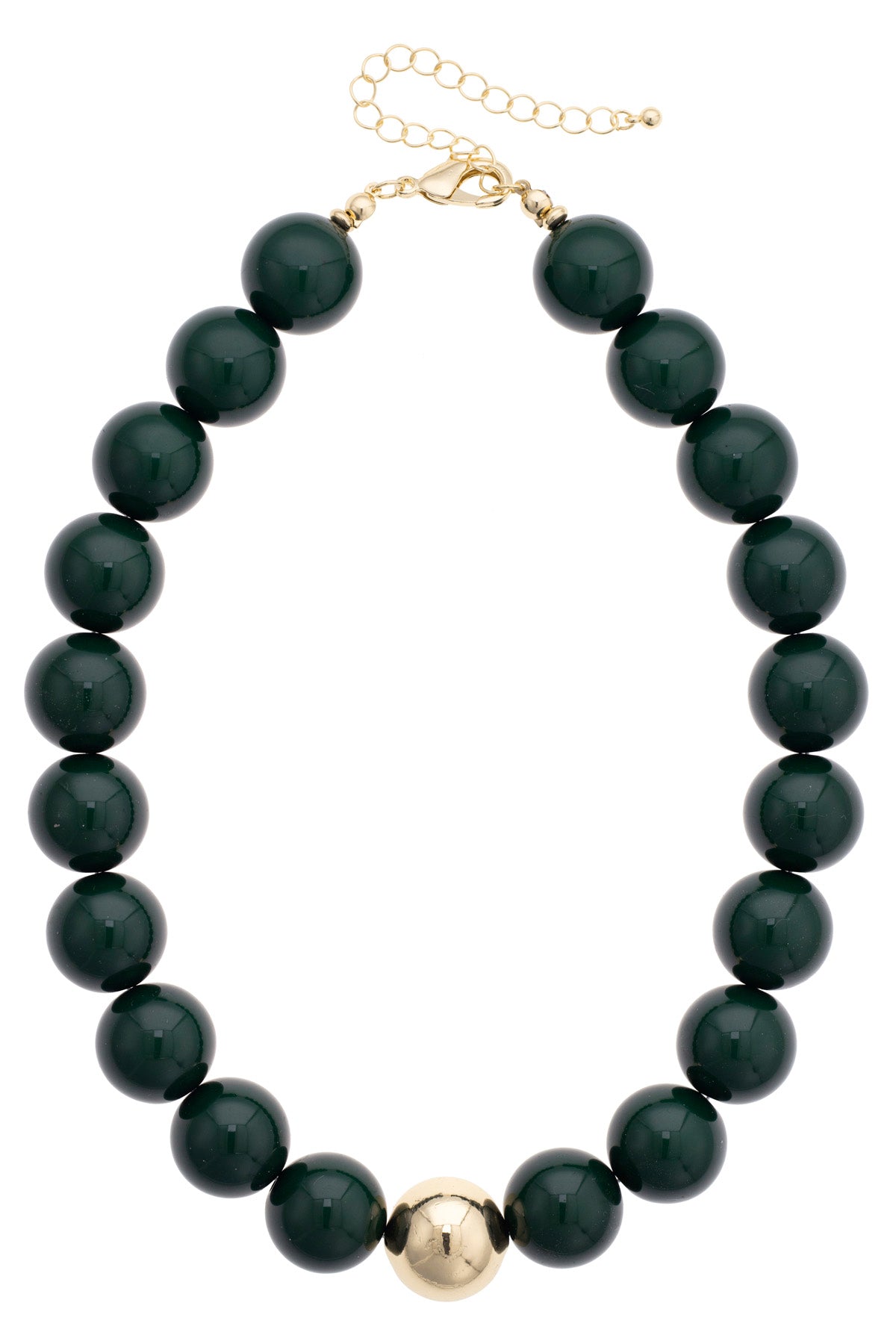 Marjorie Beaded Gumball Game Day Necklace in Green