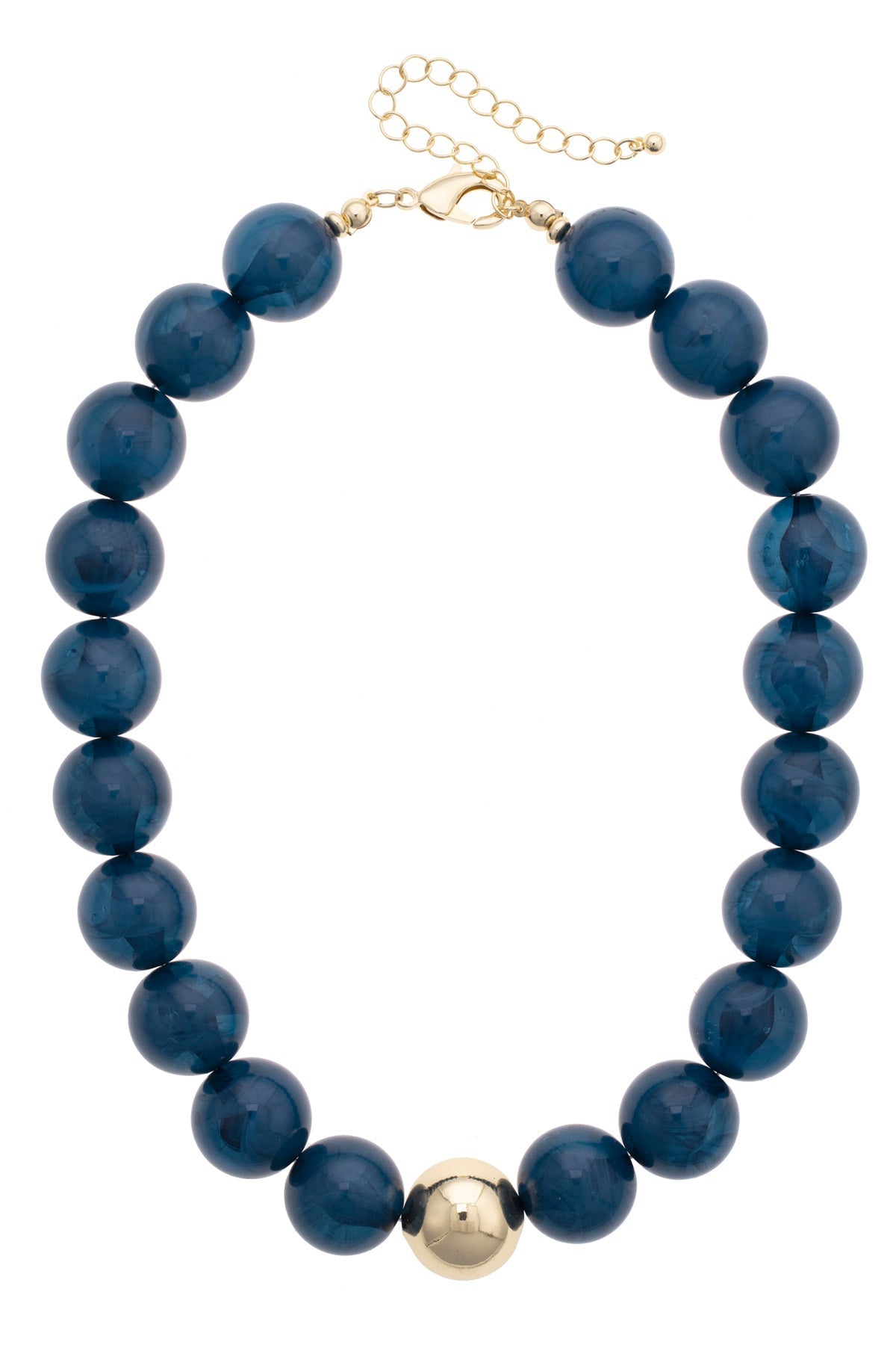 Marjorie Beaded Gumball Necklace in Midnight Blue