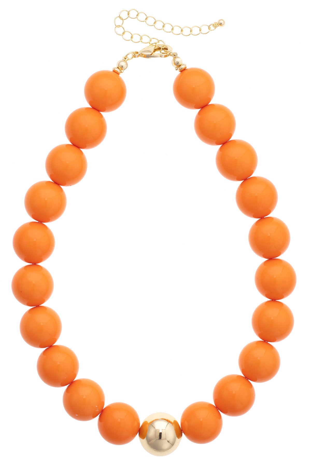 Marjorie Beaded Gumball Game Day Necklace in Orange