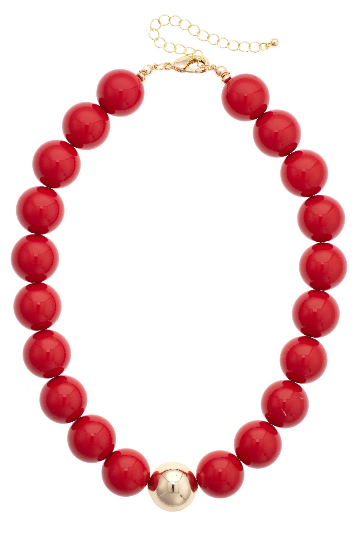 Marjorie Beaded Gumball Game Day Necklace in Red