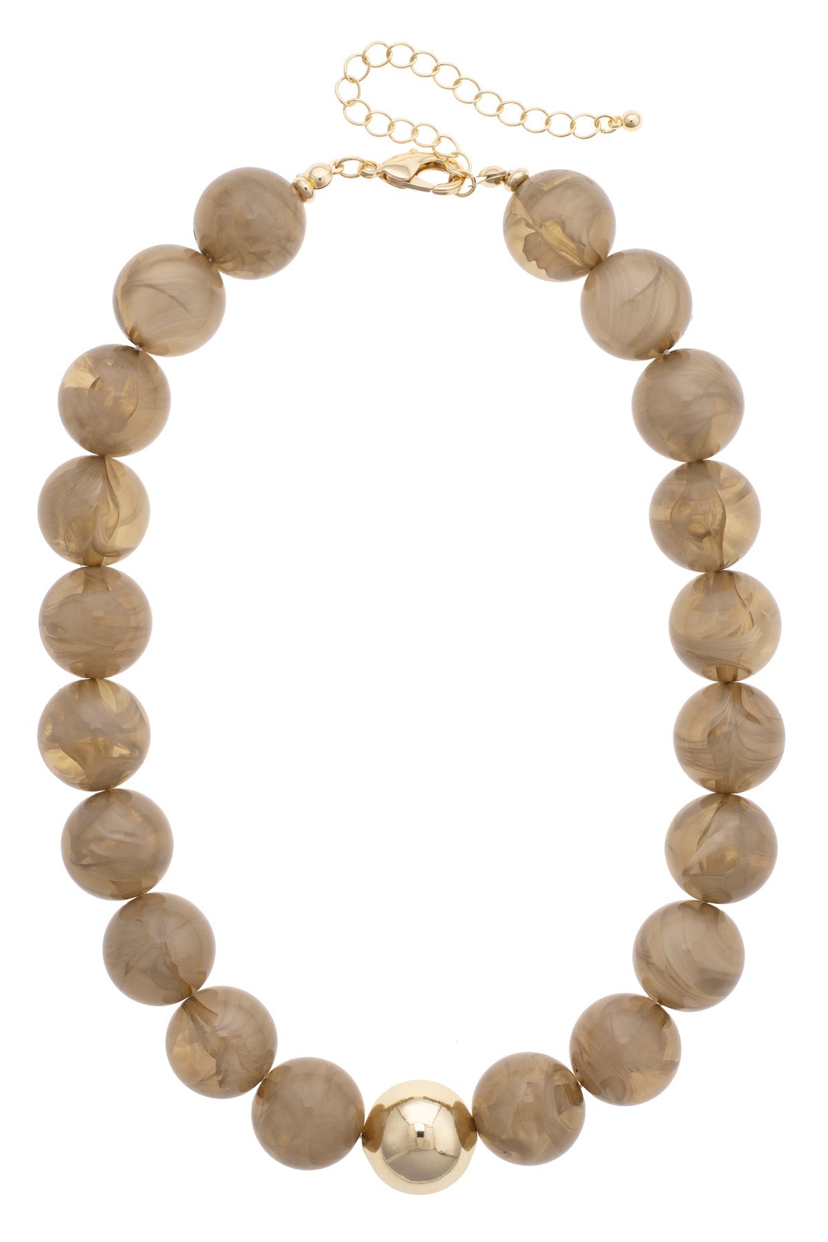 Marjorie Beaded Gumball Necklace in Smokey Taupe