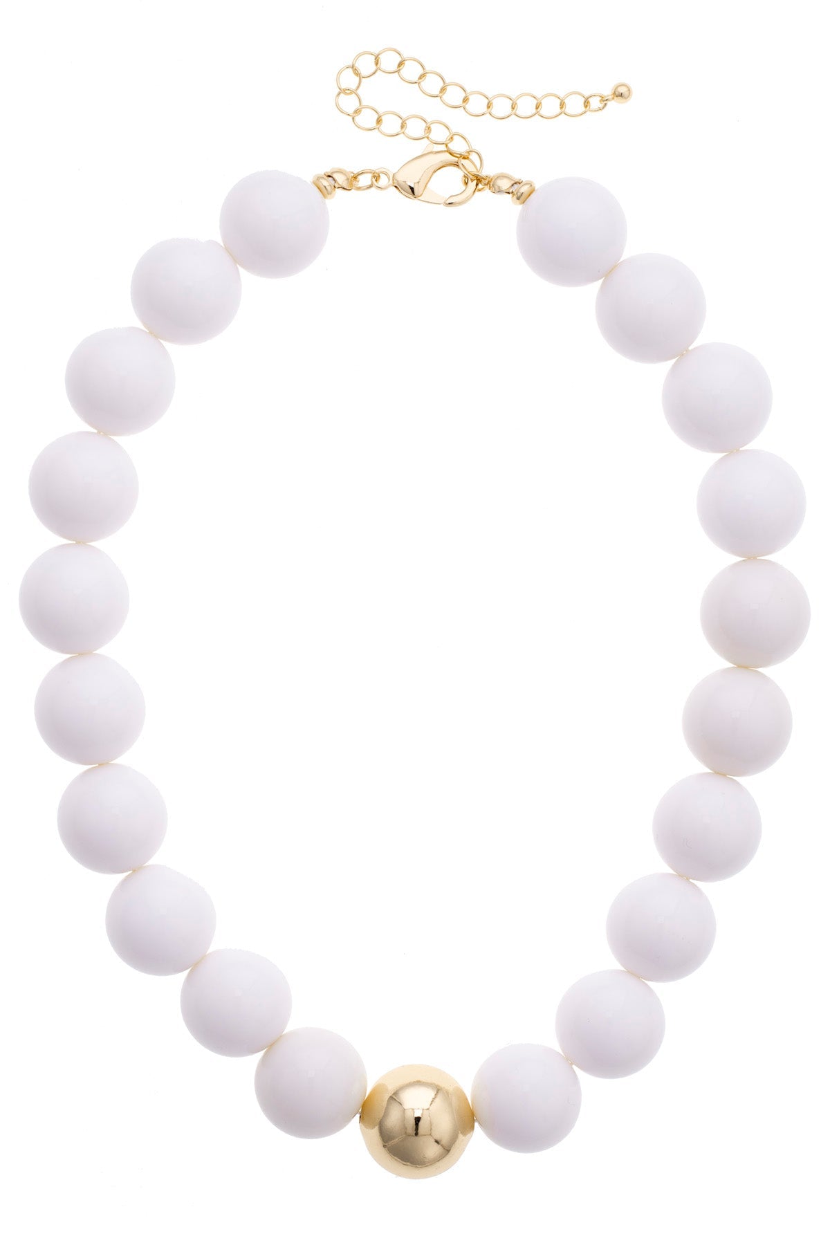 Marjorie Beaded Gumball Game Day Necklace in White