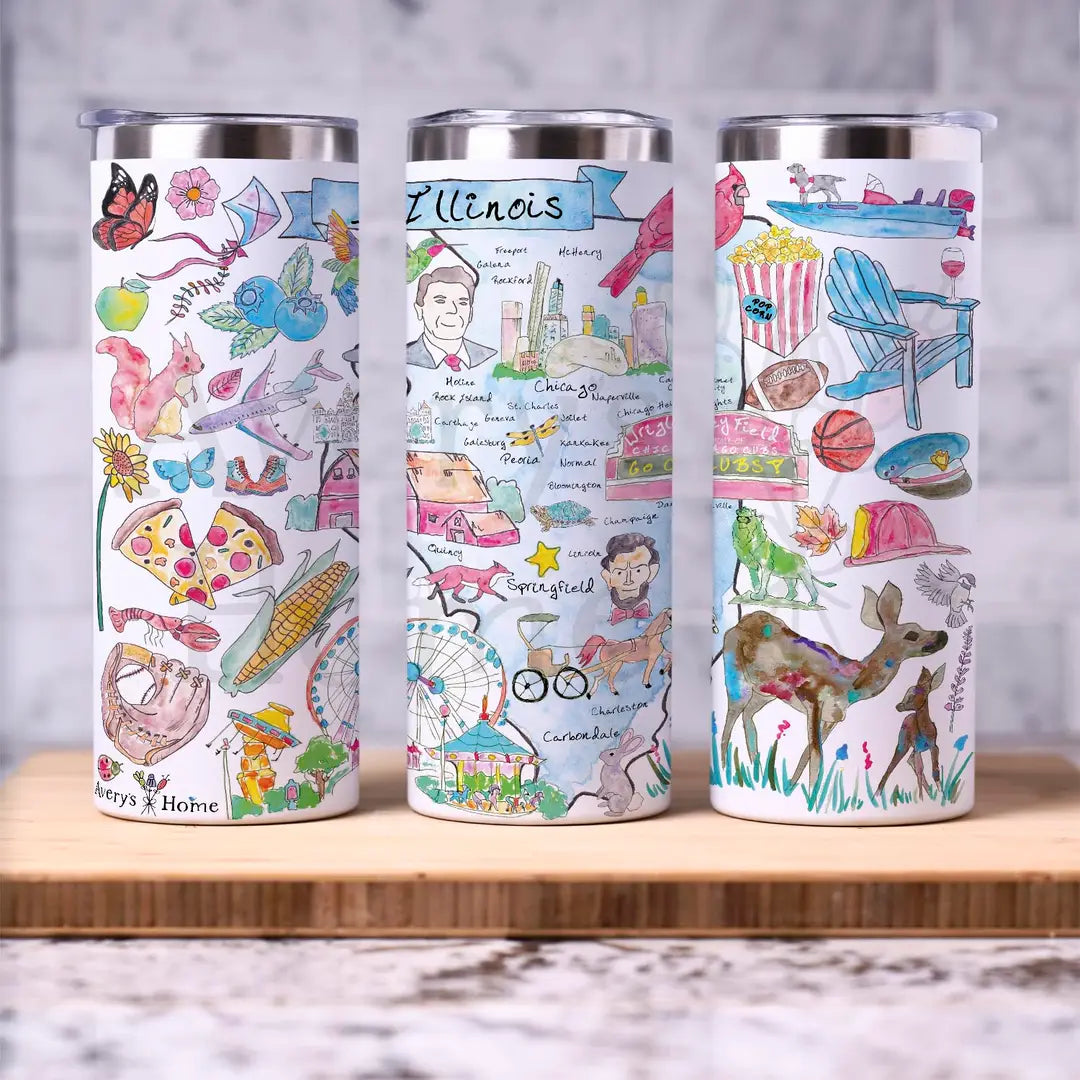 Illinois State Map 20 oz Skinny Tumbler