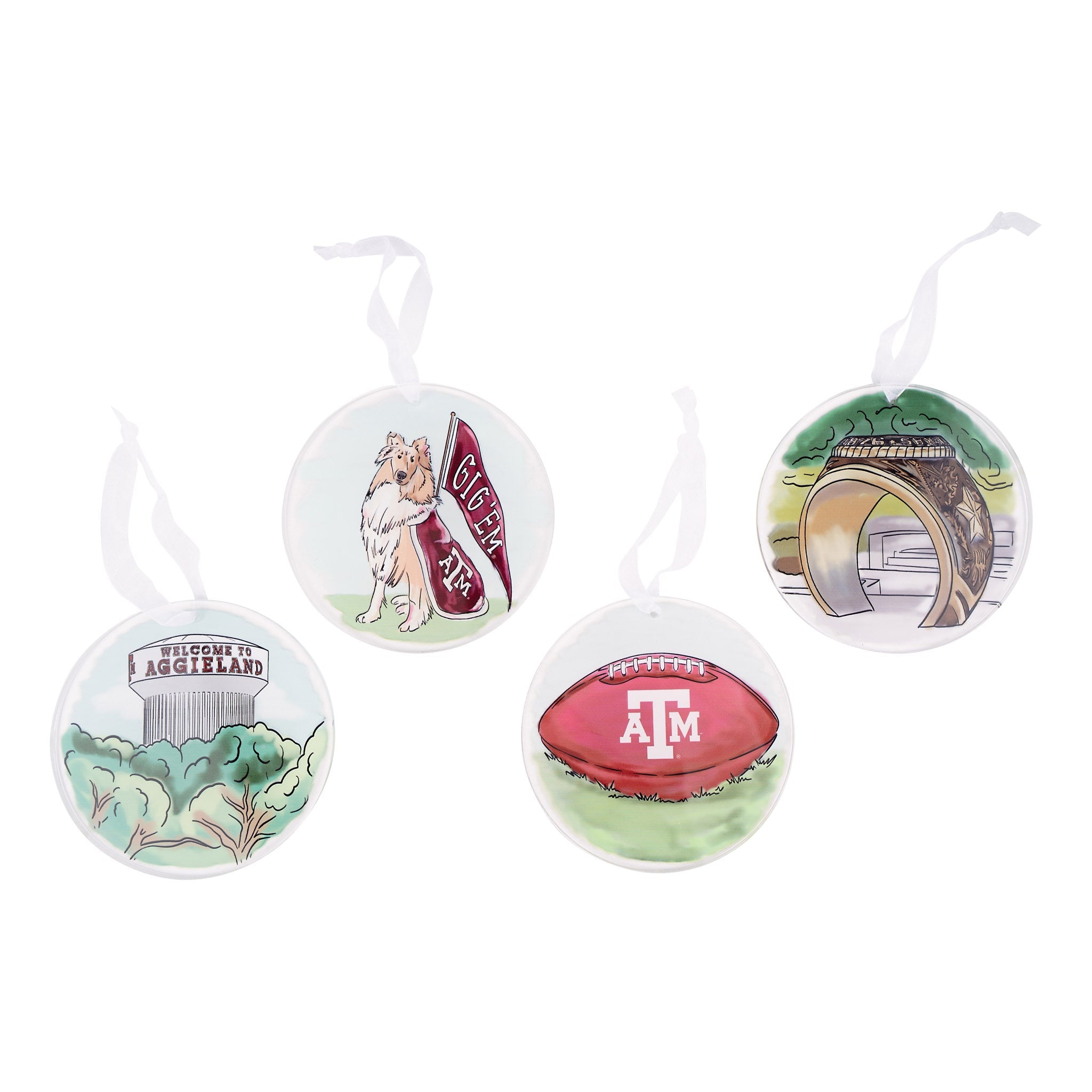 Texas A&M Ornament Set/4