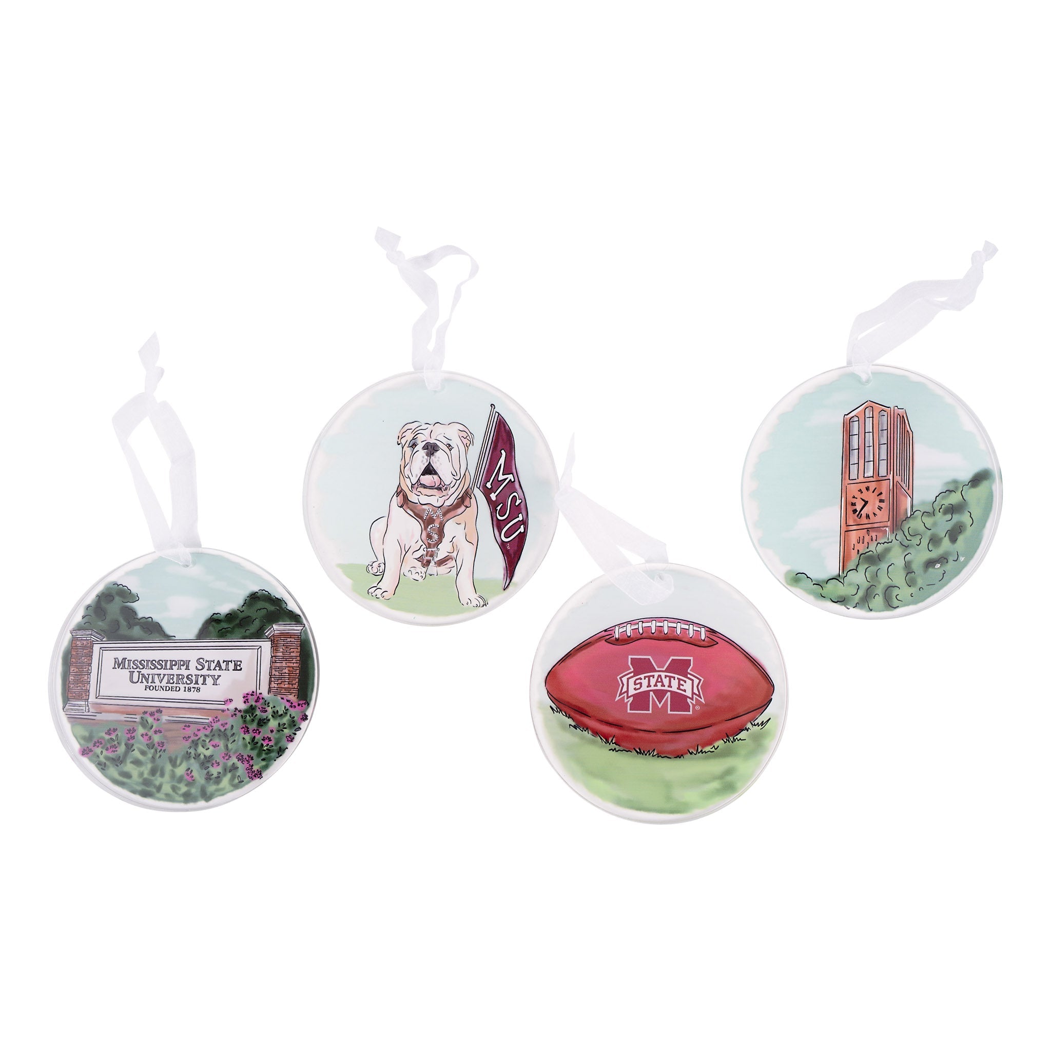 Mississippi State Ornament Set/4