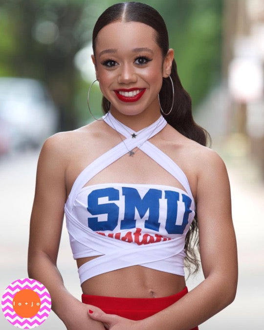SMU Mustangs White Multi Way Bandeau Top