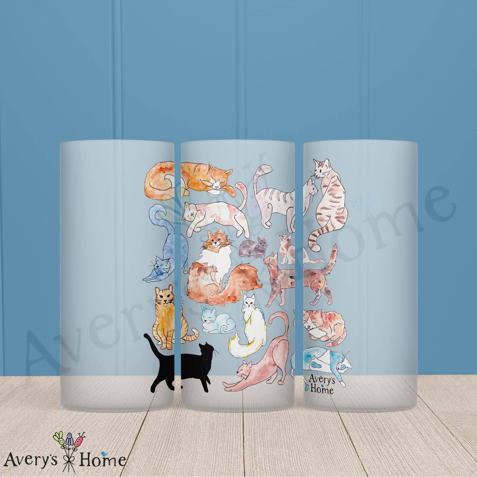 Adorable Cats Frosted Drinking Glass