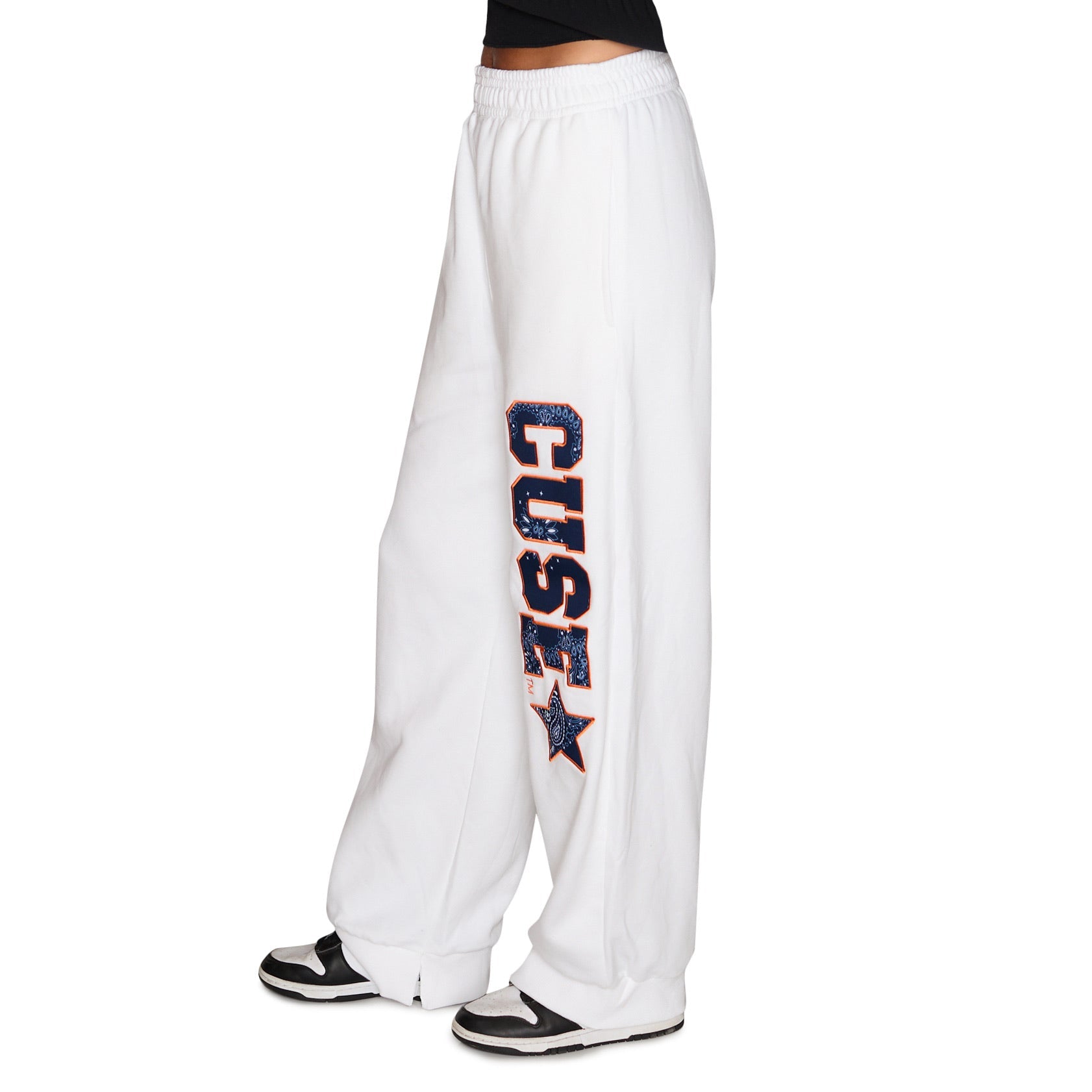 Syracuse Bandana Flare White Sweatpants