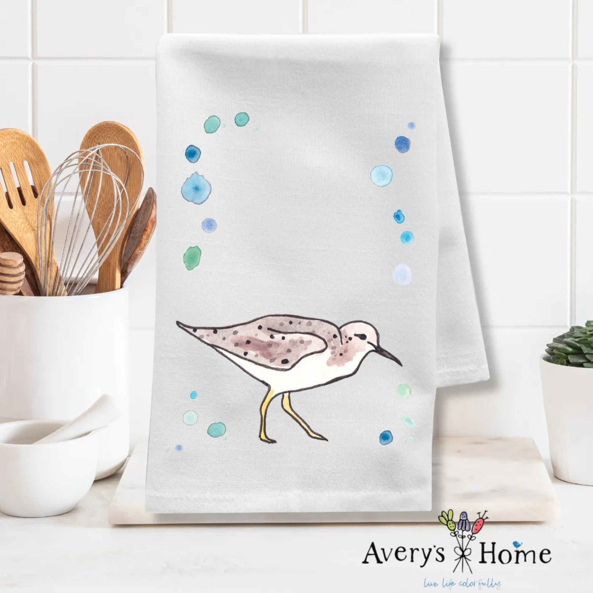Sandpiper dish towel design detail
