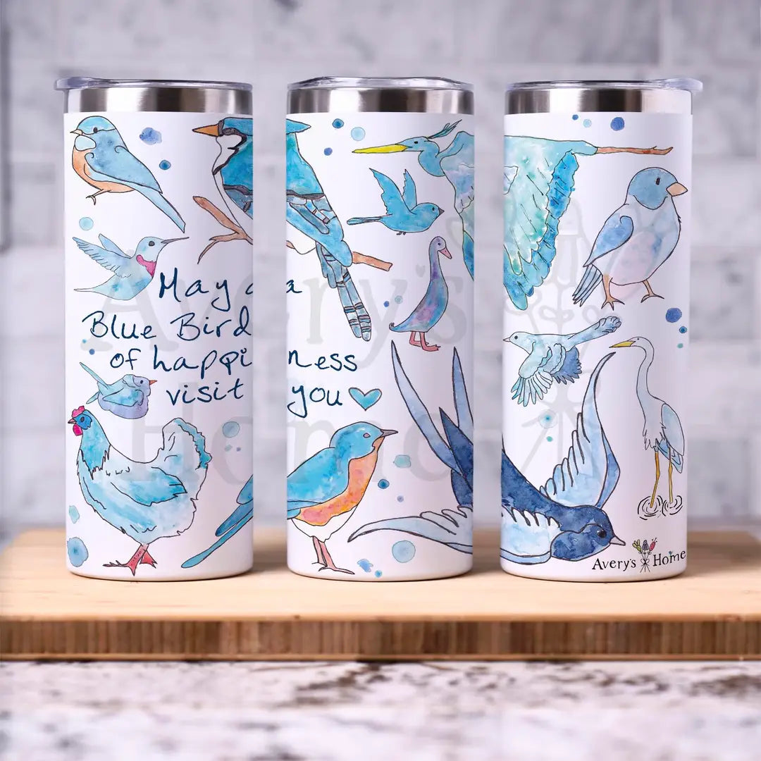 Blue Birds of Happiness 20 oz Skinny Tumbler