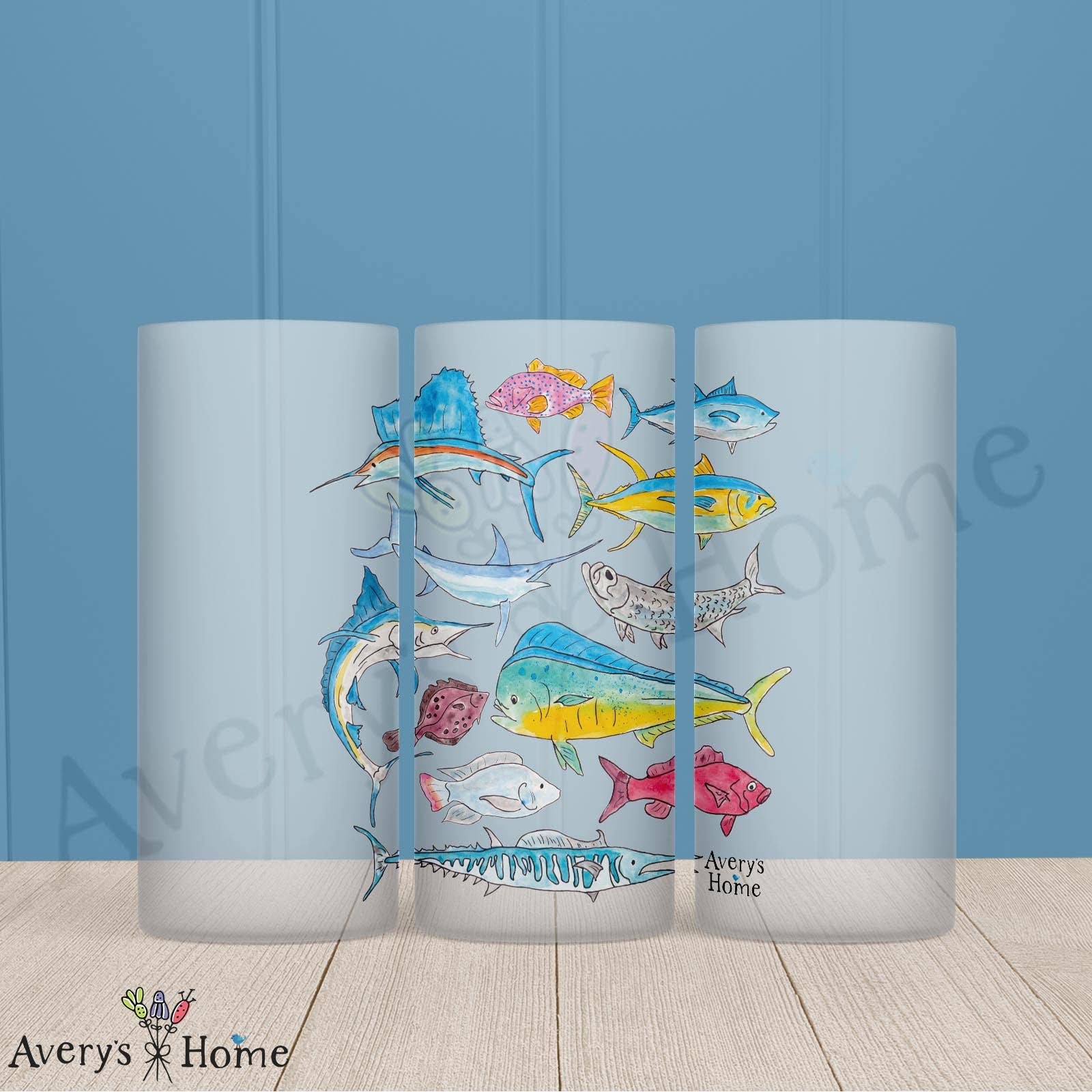 Saltwater Fishing Frosted Drinking Glass