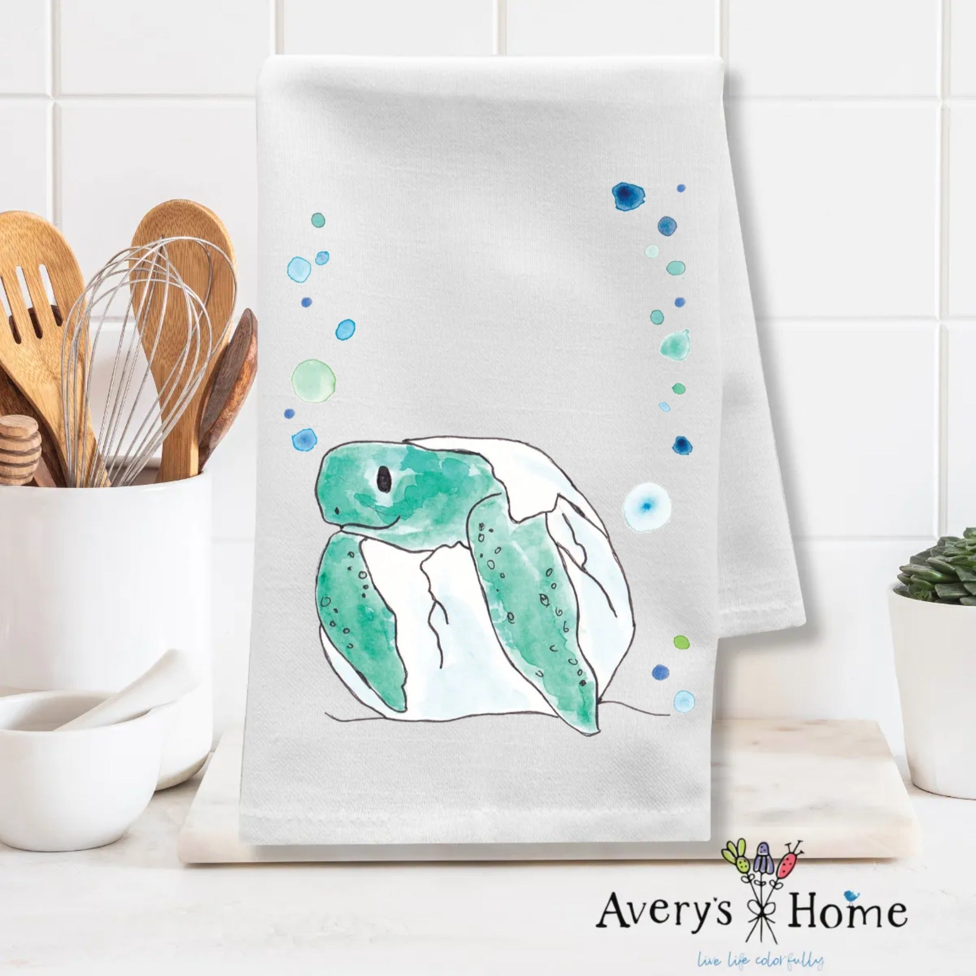 Single Turtle Egg dish towel design detail