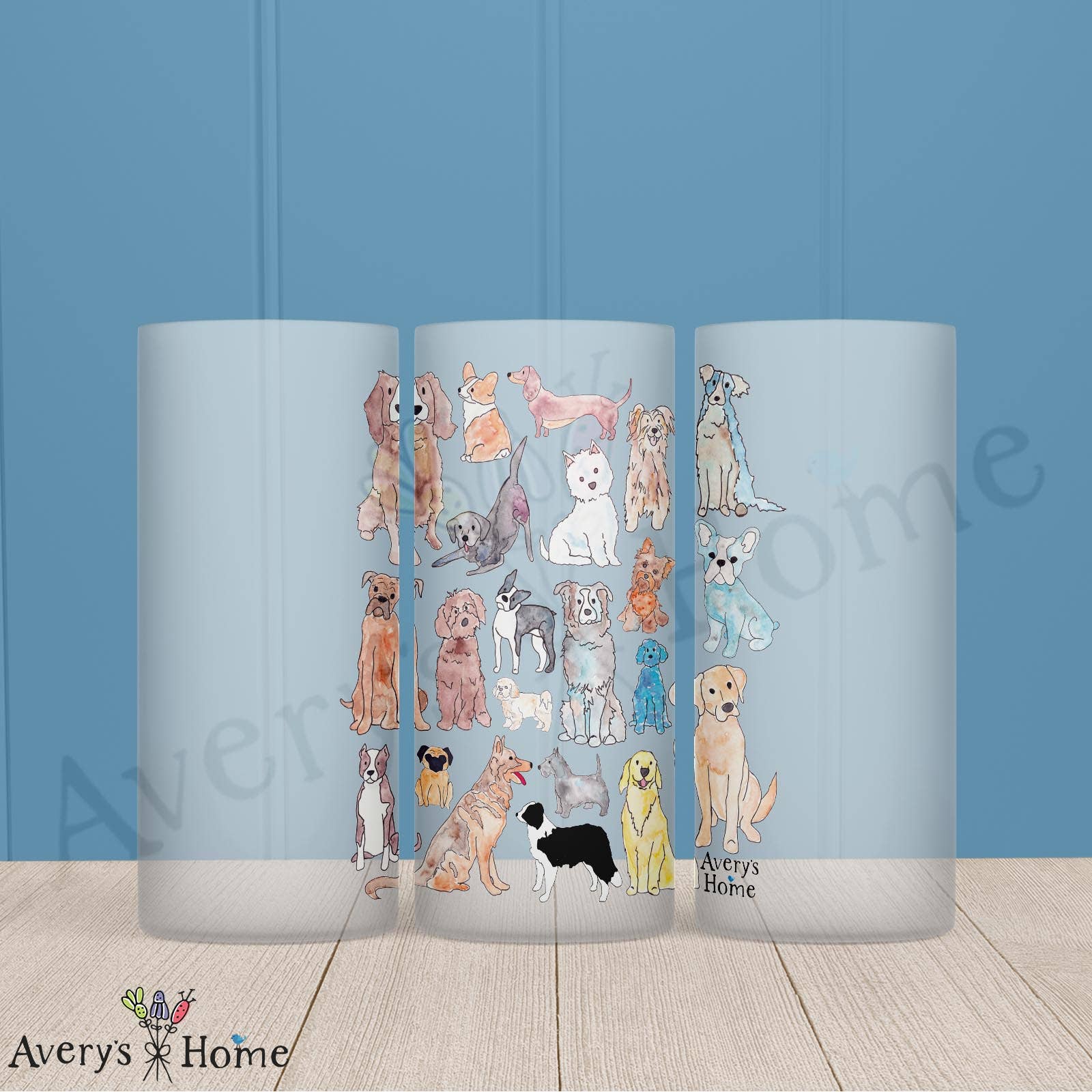 Adorable Dogs Frosted Drinking Glass