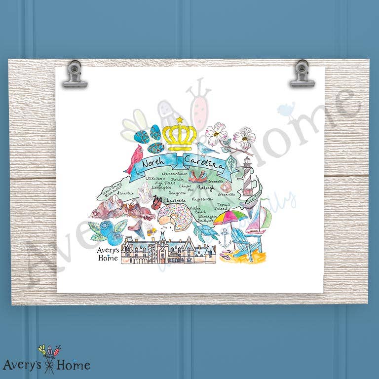 North Carolina State Map Frosted Drinking Glass