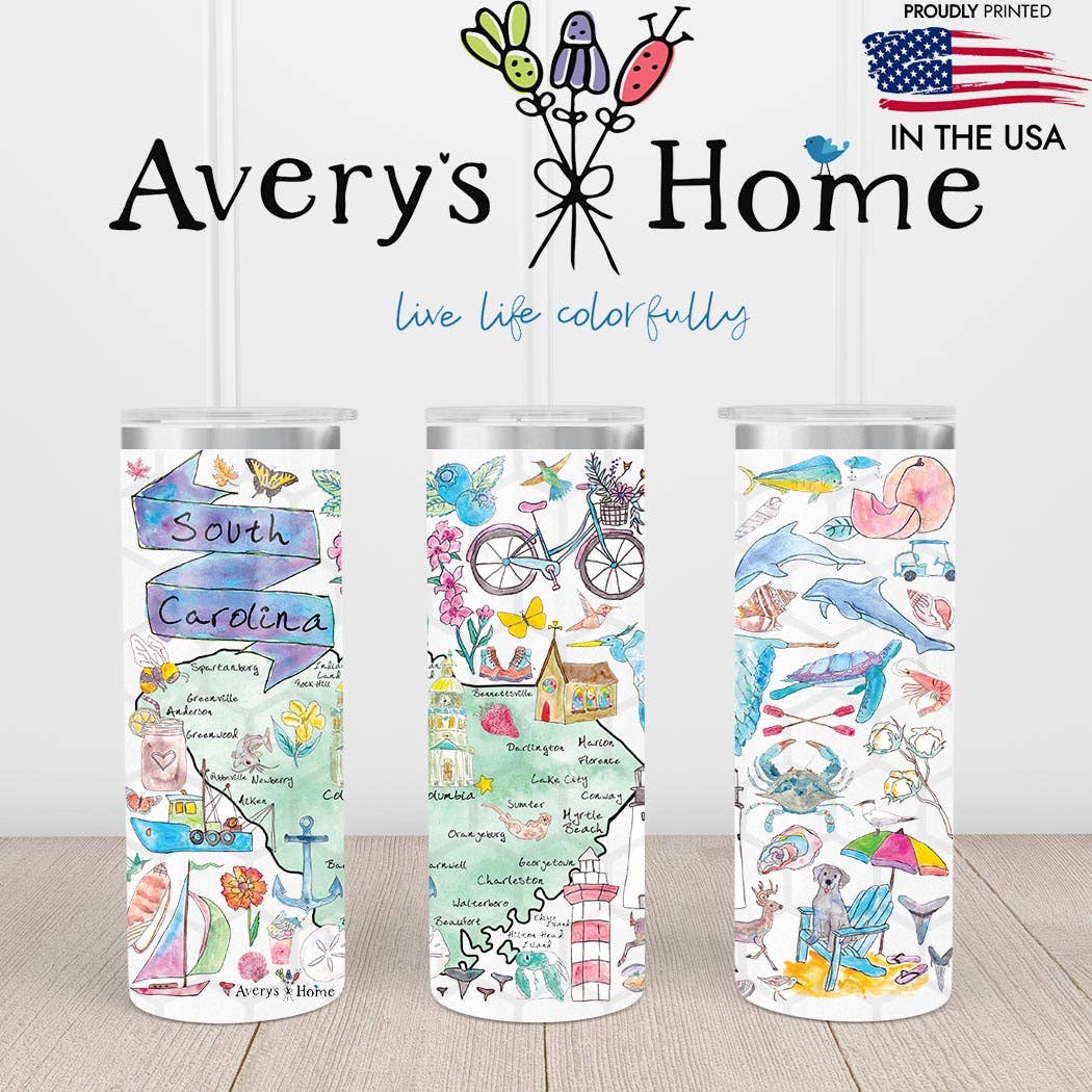 South Carolina State Map 20 oz Skinny Tumbler