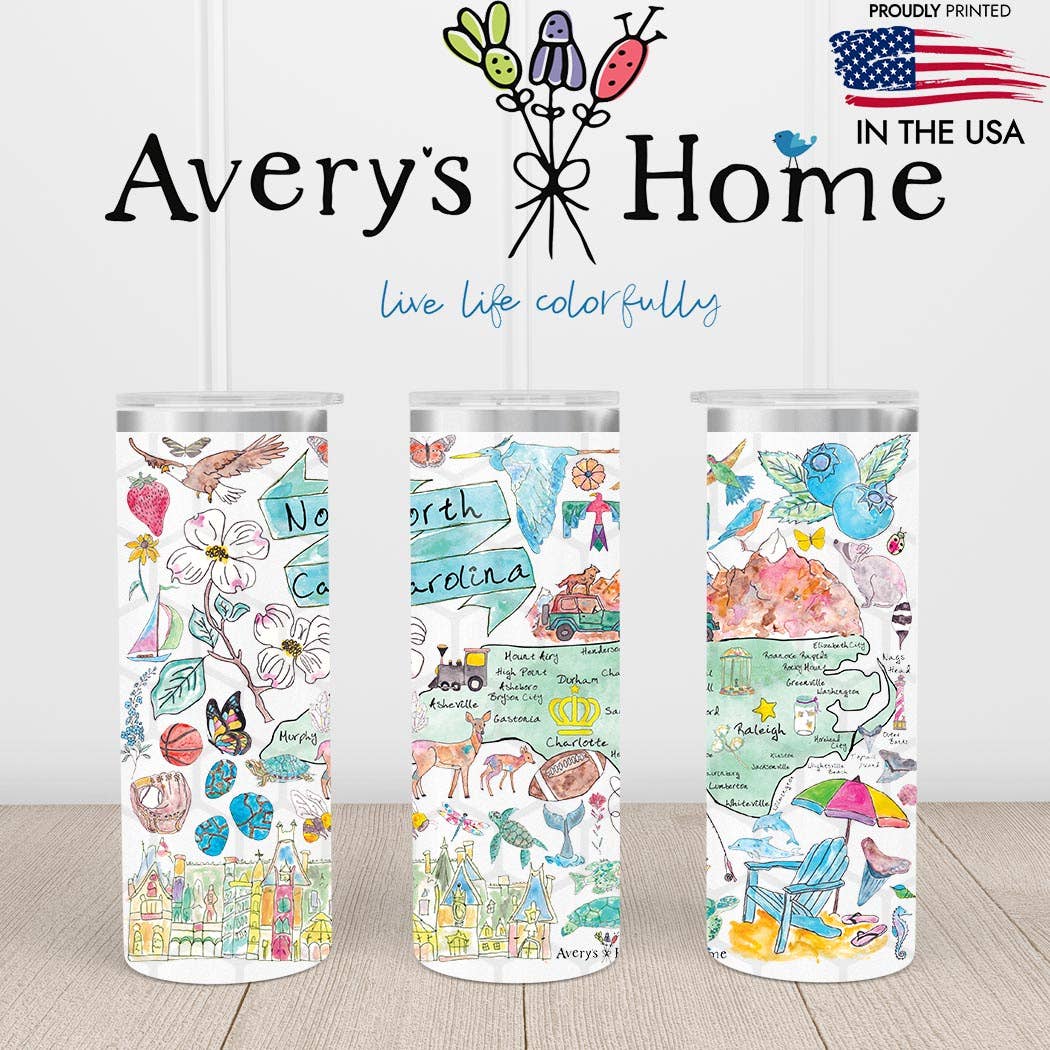 North Carolina State Map 20 oz Skinny Tumbler