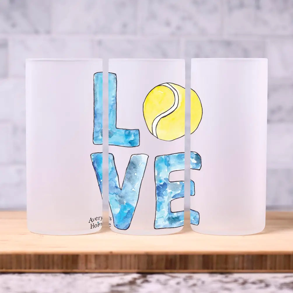 Tennis LOVE Frosted Drinking Glass