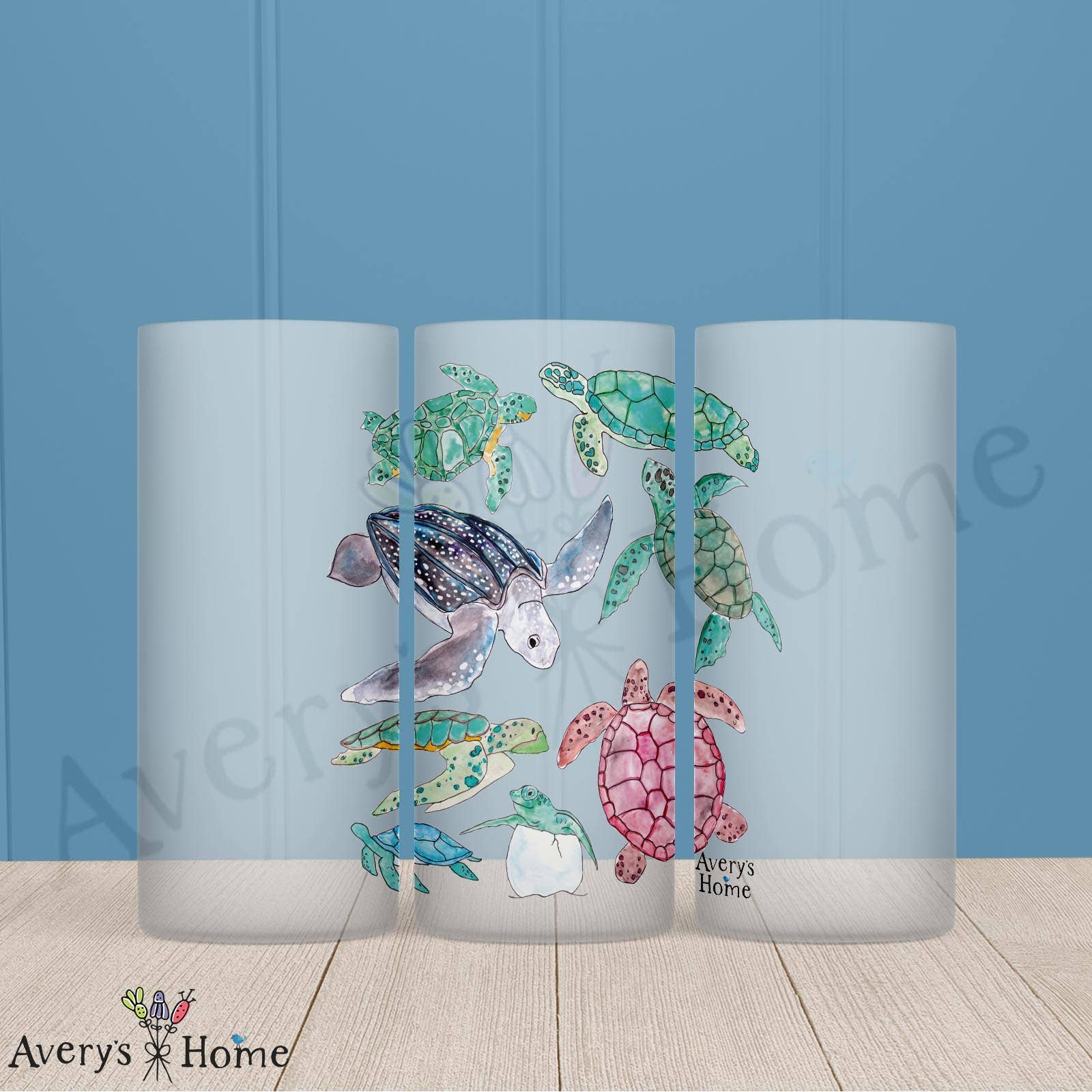 Sea Turtles Frosted Drinking Glass
