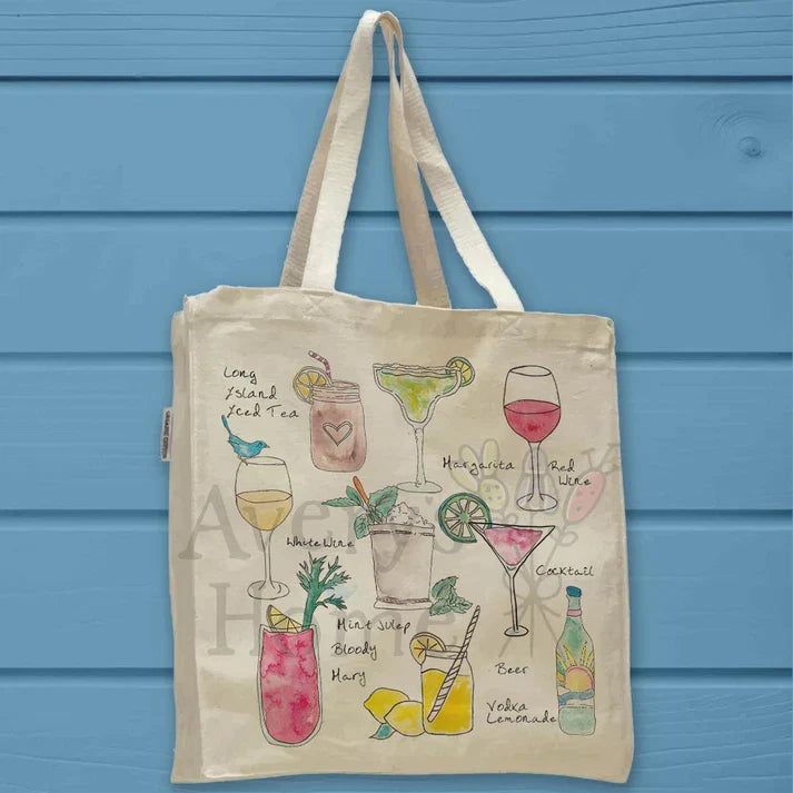 Alcohol cotton tote bag, art by Avery Jackson