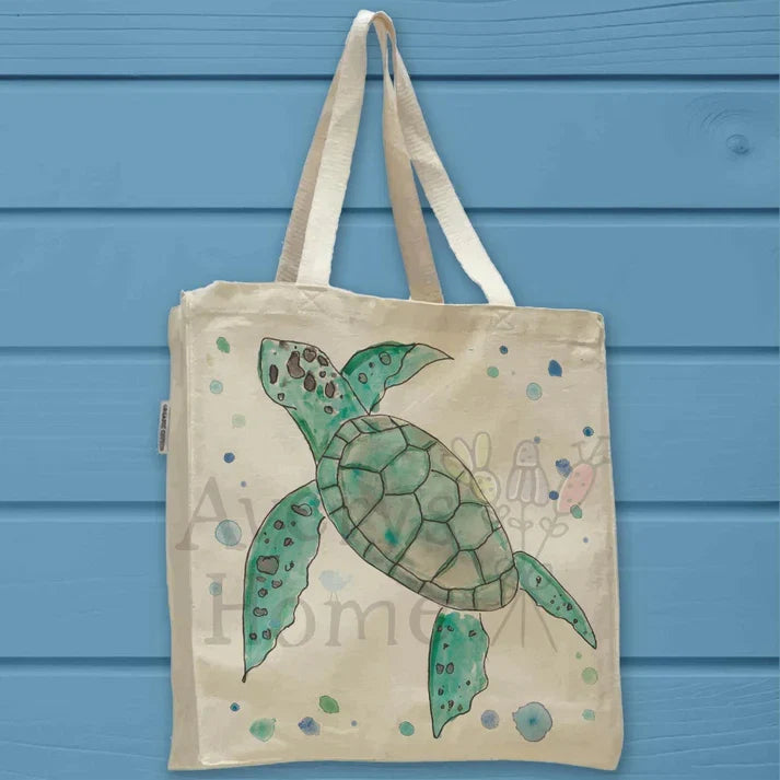 Olive Ridley Sea Turtle cotton tote bag, art by Avery Jackson