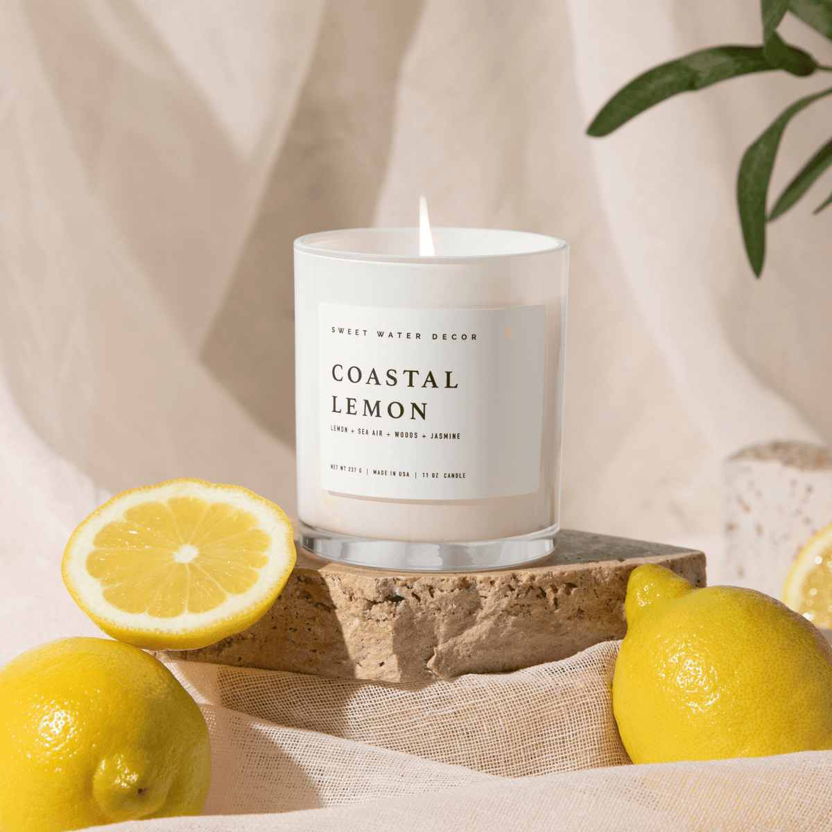 Coastal Lemon Soy Candle - White Jar - 11 oz