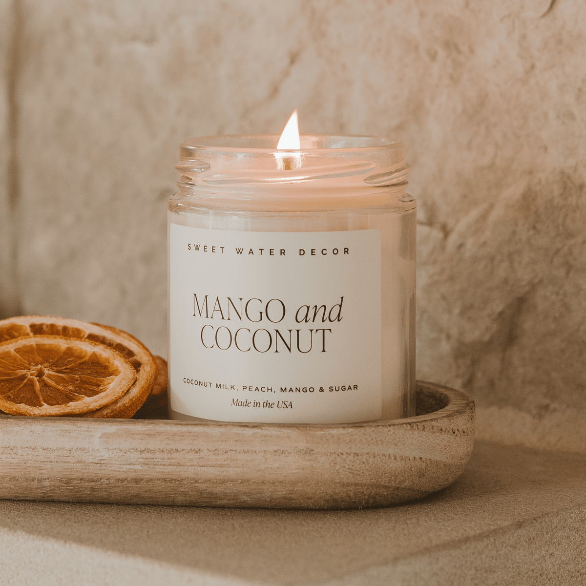 Mango and Coconut Soy Candle - Clear Jar - 9 oz