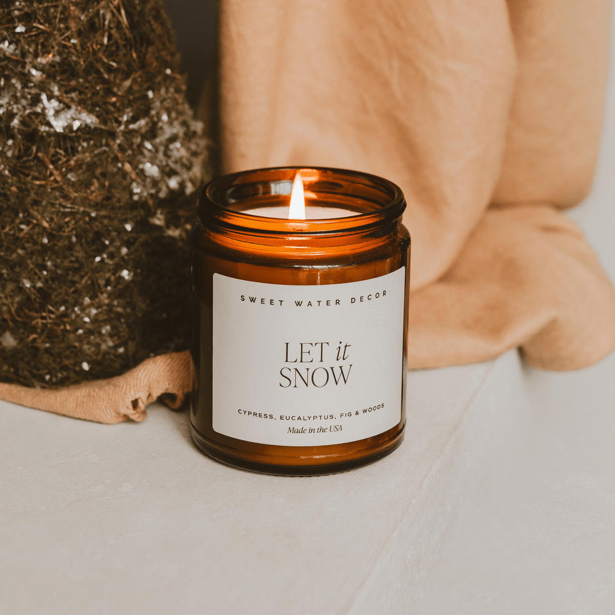 Let It Snow Soy Candle - 9 oz Amber Jar