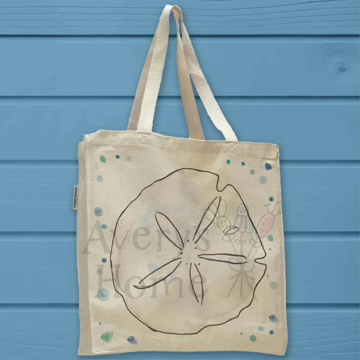 Sand Dollar cotton tote bag, art by Avery Jackson