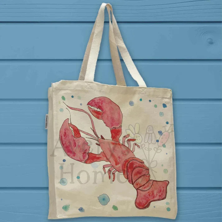 Lobster cotton tote bag, art by Avery Jackson