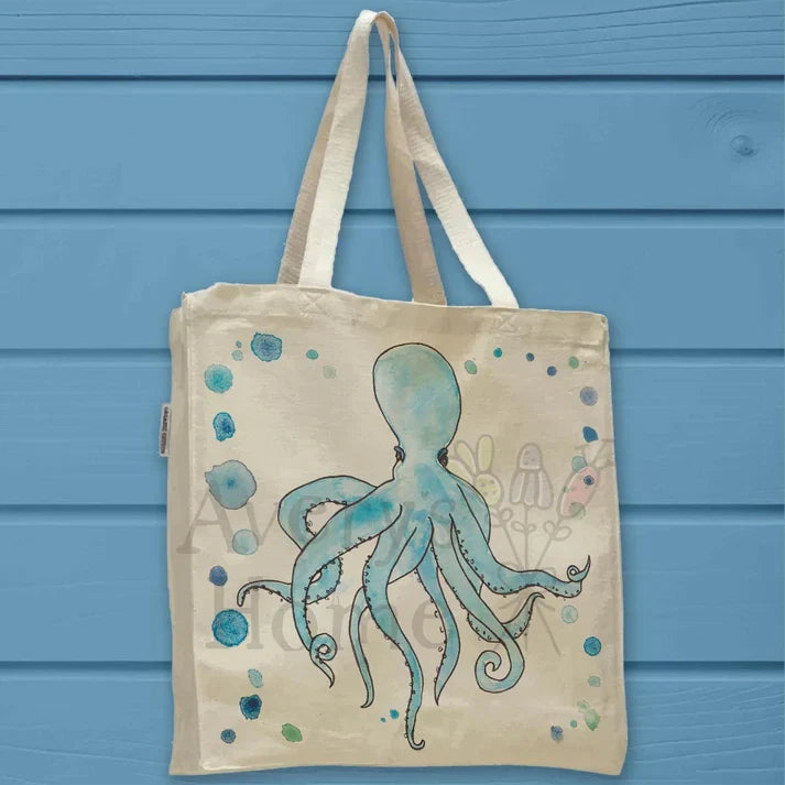Octopus cotton tote bag, art by Avery Jackson