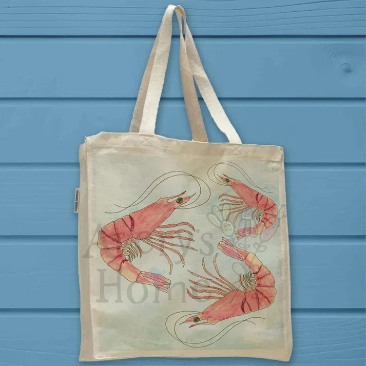 Shrimp Seafood cotton tote bag, art by Avery Jackson