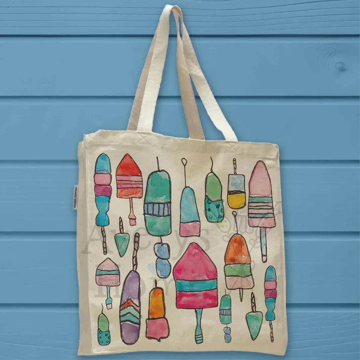Lobster Buoy cotton tote bag, art by Avery Jackson