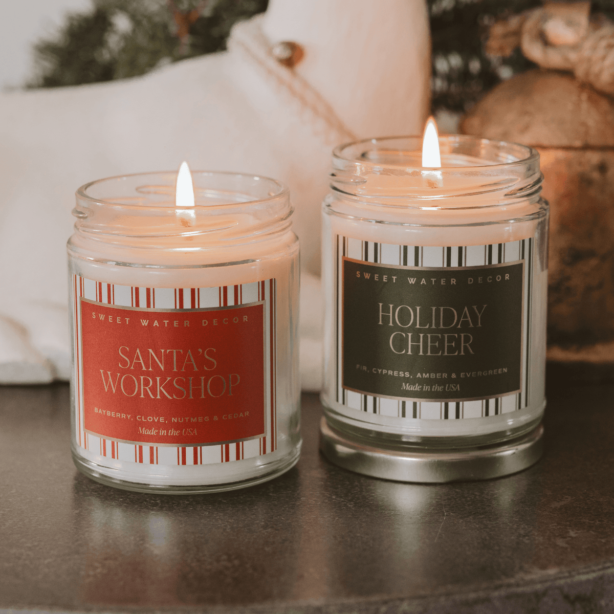 Holiday Cheer Soy Candle - 9 oz Patterned Clear Jar