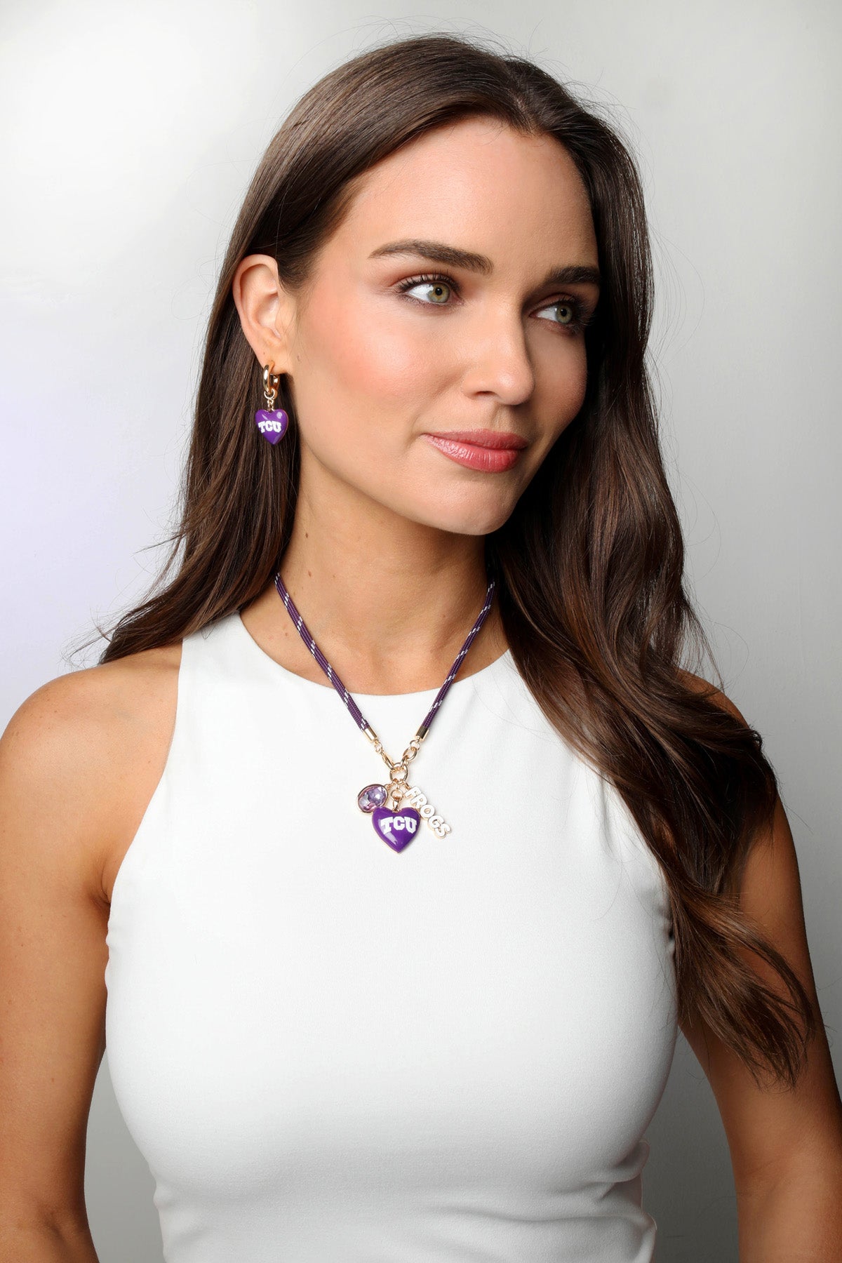 TCU Horned Frogs Heart Drop Earrings