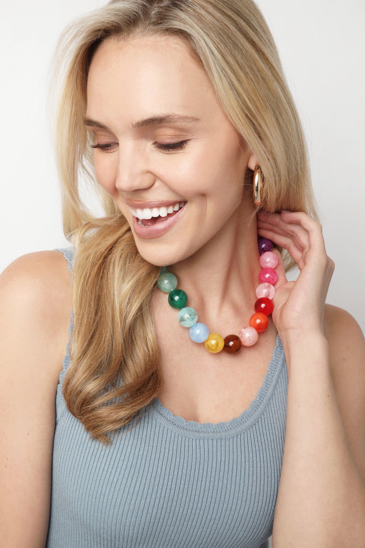 Mickey Beaded Gumball Necklace in Rainbow Multi