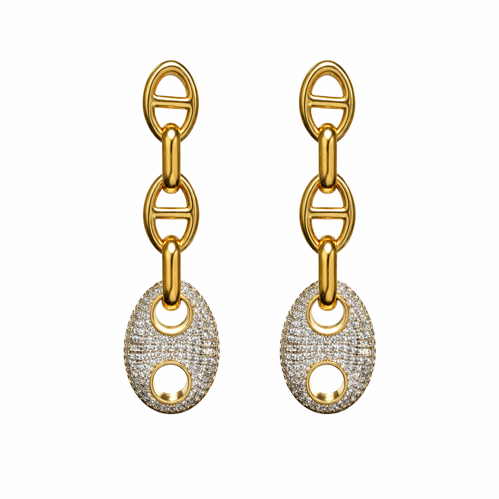 Roxanne Two Tone Pave Drop Earring