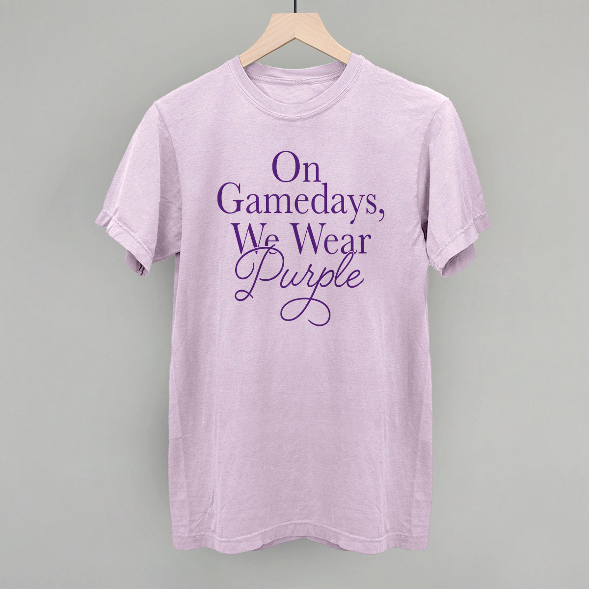 On Gamedays We Wear Purple design on an orchid Comfort Colors tee