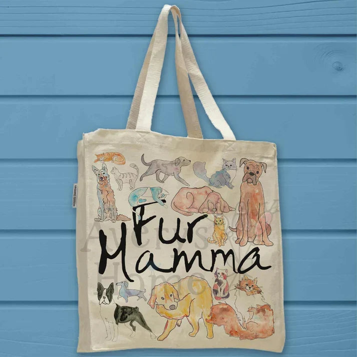 Fur Mamma cotton tote bag, art by Avery Jackson