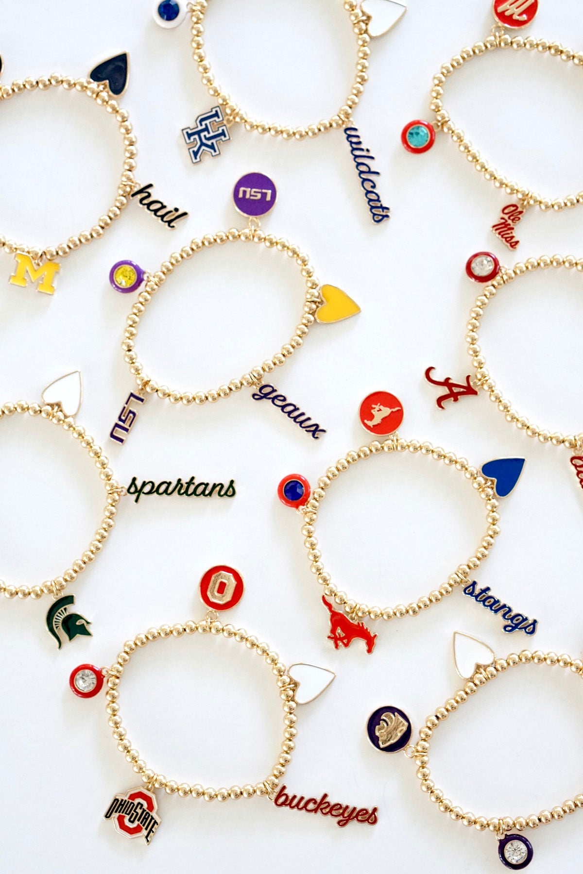 LSU Tigers Enamel Icons Stretch Bracelet in Shiny Gold