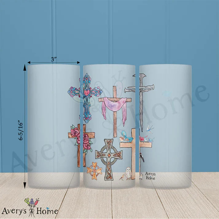 Christian Crosses Frosted Drinking Glass