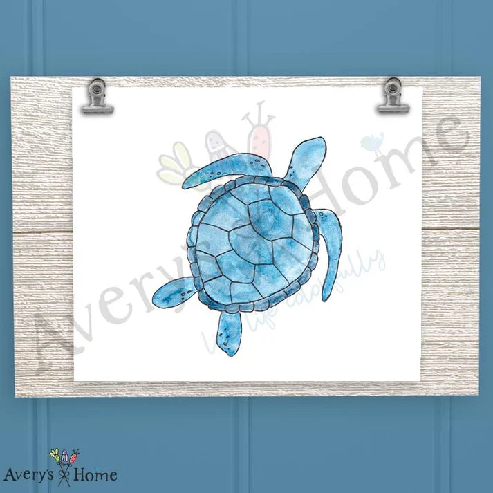Navy Sea Turtle Frosted Drinking Glass