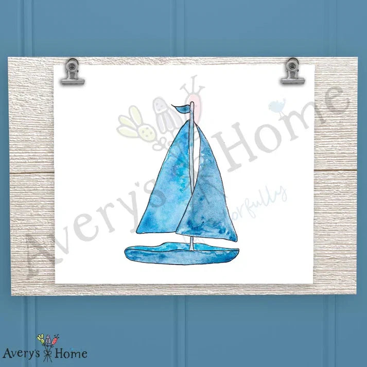 Navy Sailboat Frosted Drinking Glass