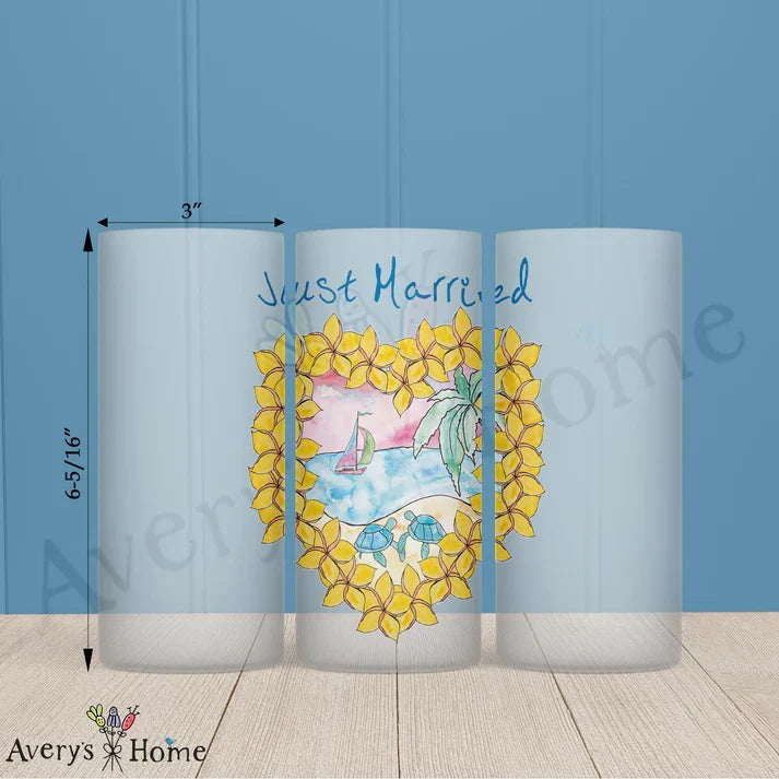 Just Married Frosted Drinking Glass