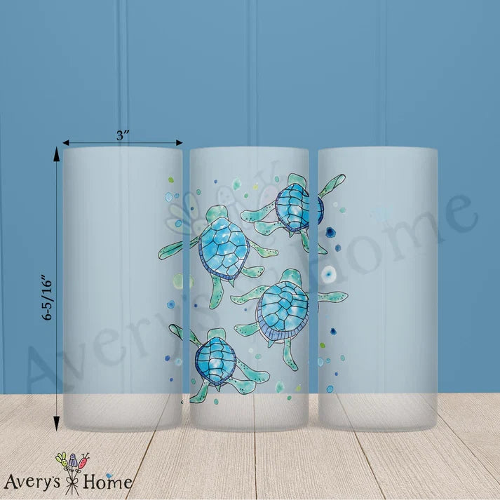 Baby Sea Turtles Walking Frosted Drinking Glass