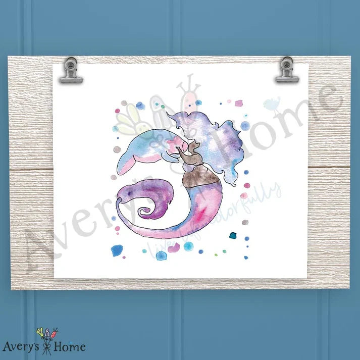 Mermaid & Manatee Frosted Drinking Glass