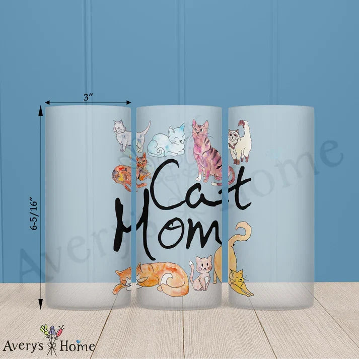Cat Mom Frosted Drinking Glass