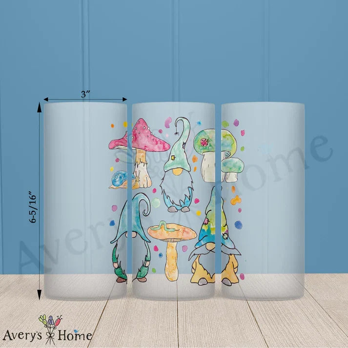 Gnomes & Mushrooms Frosted Drinking Glass