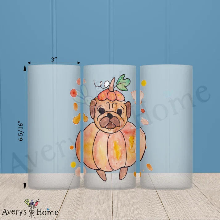 Pupkin Spice Dog Frosted Drinking Glass